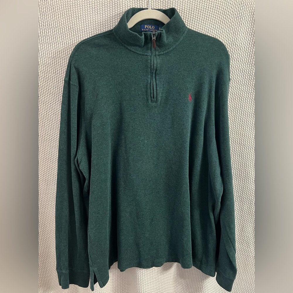 Ralph Lauren Green Zip Up Sweater Versatile Knit Design
